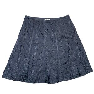 Vintage Navy Blue A Line Midi Skirt Eyelets Floral Embroider Sz 18 waist 38"
